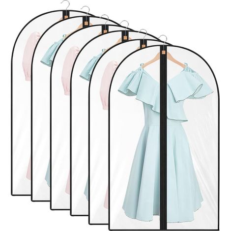 Garment Bags, 60100CM, 6 Hanging Garment Bags, Transparent Window, Reinforced and Thickened Edge, Dust Bags for Clothes, Waterproof, Mothproof, and Moisture-Proof for Suits (1/5)