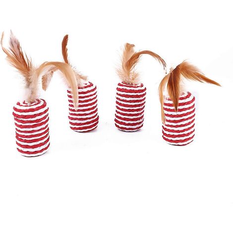 Jouet à rouler en corde de papier résistante aux griffures pour chats, avec plumes et plumes. (1/5)