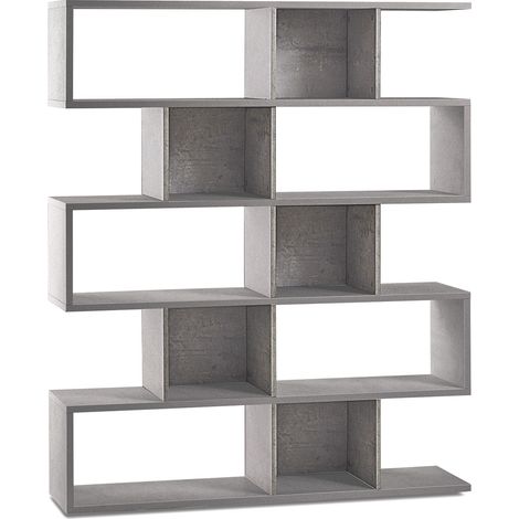 Libreria Modulare 5 Ripiani 150x180x38 cm Cemento (1/3)
