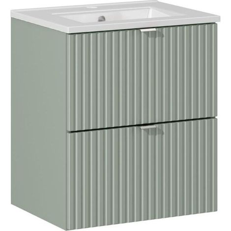 Meuble vasque à encastrer 50 cm - A tiroirs - Vert Roseau - Livraison gratuite