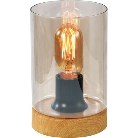 Lampe de table scandinave bois, verre E27 40W Wels Candellux (1/2)
