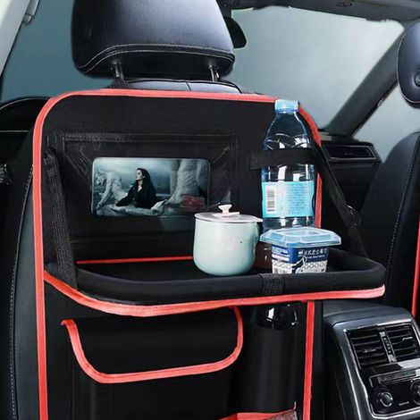 Sac de rangement pour siège auto, cintre en tissu Oxford, grand espace avec écran tactile, film transparent (noir et rouge type 1) (1/5)