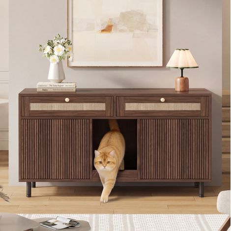 Mobile lettiera gatto con cassetto MDF 120x50x65 OKMYHOME (1/5)