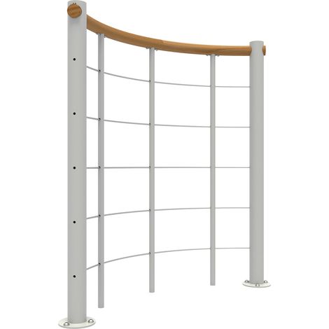 Minka Brüstungsgeländer mit Untergurten und Holz-Handlauf rund Eiche Weiß 140cm (1/3)