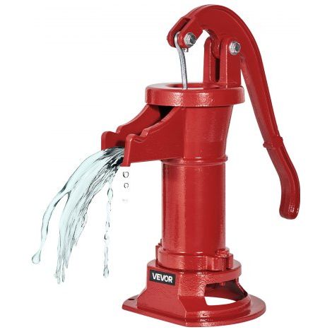 Schwengelpumpe Antik Vintage, 7,6 m Förderhöhe, Nostalgiepumpe aus Gusseisen, Brunnenpumpe, Handpumpe, NPT 1-1/4 Zoll Anschluss, Gartenpumpe, für Garten, Teich, Hof, Bauernhof, Rot (1/5)