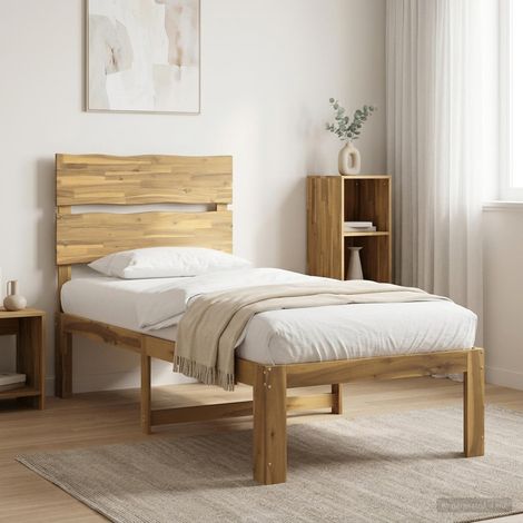 vidaXL Single Bed Frame with Headboard ROSTOCK Whitewash 90 x 190 cm (1/5)