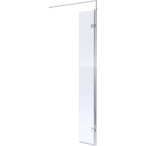 Balterley Drakelow Contemporary Bathroom 8mm Glass Wetroom Swing Screen with Support Bar, Chrome Finish, 1950 x 322 x 27mm