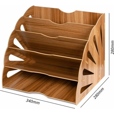 Organisateur de Fichiers, Trieur en Bois Classement Papier Bureau Rangement pour Papier A4, Magazine et Document(34  28  28cm) (1/4)