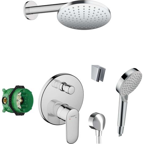 Hansgrohe - Brauseset mit Unterputz-Mischer, mit Einbaukörper, Durchmesser 20 cm, 2 Strahlarten, Chrom SANI21HHH012 (1/5)