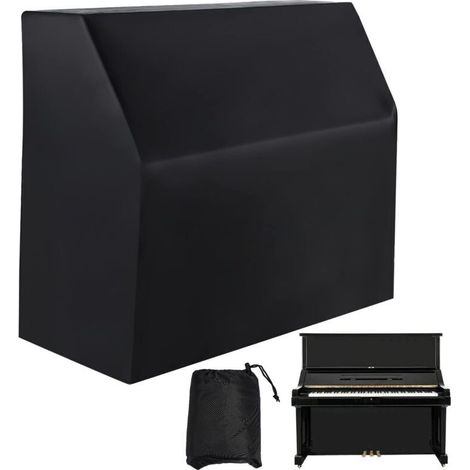 Housse de protection pour piano vertical, couverture complète anti-poussière, imperméable, revêtement argenté, tissu Oxford noir, bloque la lumière du soleil, l'humidité, la poussière