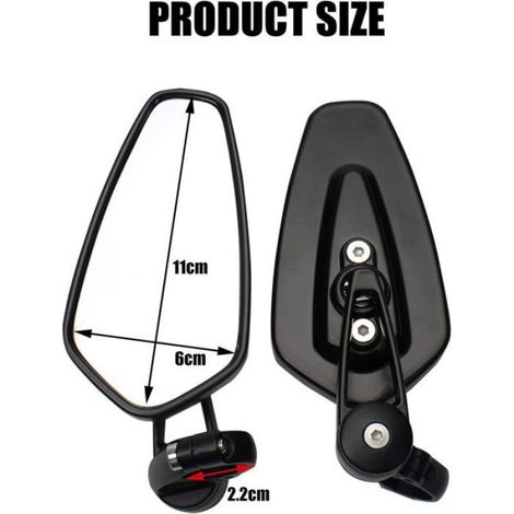 Rétroviseur Moto - Embout Guidon Universel 22 mm - Pour Moto Route Sport Cross Custom Scooter Quad - Noir (1/5)
