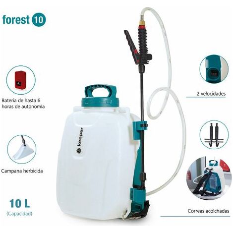 Keeper Pulverizador Eléctrico Forest 10. Pulverizador Mochila Batería Litio. 10L. Pulverizador Desinfectante. Hasta 4h Autonomía. 2 Velocidades.4Bar (1/5)