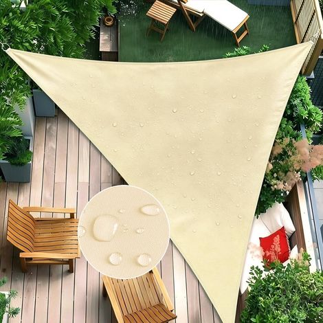 Vela ombreggiante - Telo parasole - 2x2x2 m - Telo parasole triangolare - Protegge il patio - Telo ombreggiante resistente - Copre il patio - resistente - Beige (1/5)