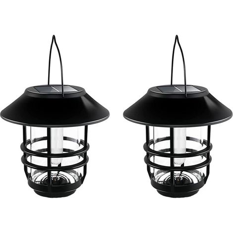 2er-Set Solarleuchten, Glas/Metall, wasserfest, schwarz/transparent (1/5)