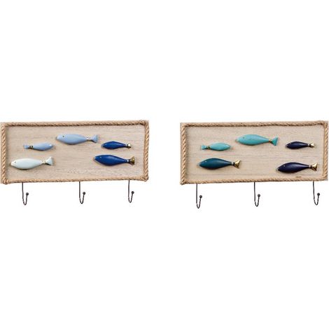 Appendino da cucina in legno mdf e ferro 3 ganci 40 x 25 cm 2 Colori (1/2)