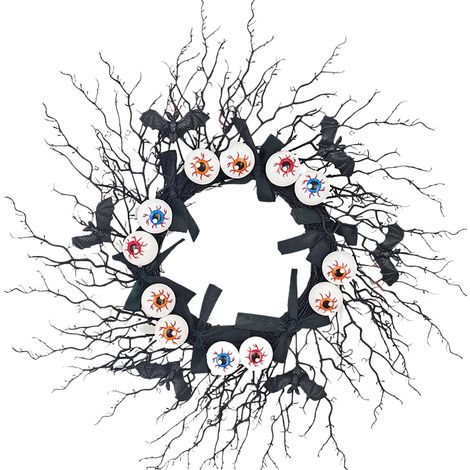 Guirlande Halloween - Guirlande en Branches avec Yeux - 50 cm - Pour Intérieur - 1 Pièce (1/2)