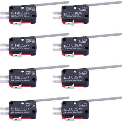 10 microswitches with long hinge and right lever arm, SPDT instantaneous switch for Arduino V-153-1C25 (1/5)