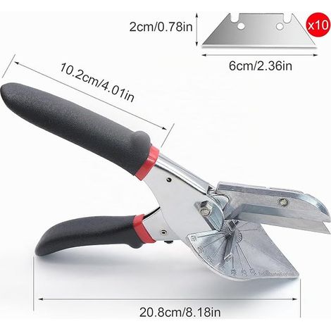 Stainless Steel Miter Snips Multi-Function Tool for Chuts/Quarter Round/PVC/Branches/Wires - Miter Saw with Replacement Blades (1/4)