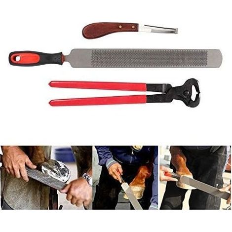 Soins des Sabots pour Chevaux, Rappe Sabot Lime Equin Lime à Sabot Double Face avec Pince à Sonder Professionnels Couteau à Sabot (1/5)