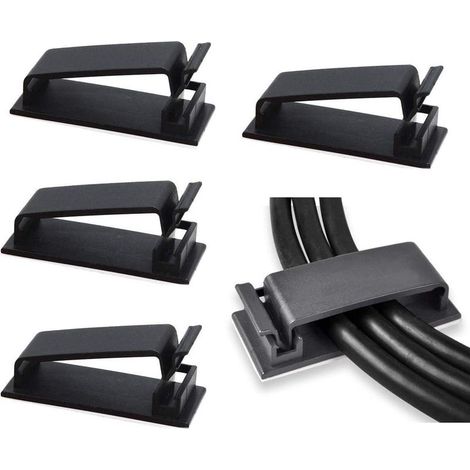 Câble Management, 50PCS Clips de Câble Adhésifs pour Organiseur de Fils Electriques pour Câbles Ethernet et Système de Gestion de Câbles pour TV, PC, ordinateur portable, Bureau (1/5)