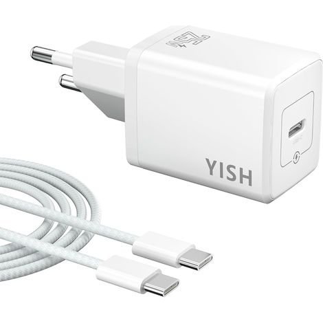 25W Chargeur USB C Rapide:PD3.0 Prise USB C Chargeur Rapide Compatible avec Smartphone Adaptateur Type C Mural Alimentation Embout Secteur, et 1M 60W Cable C vers C (1/5)