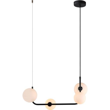 Italux Ferrand - Lámpara colgante moderna negra 4 luces con pantalla blanca, regulable G9