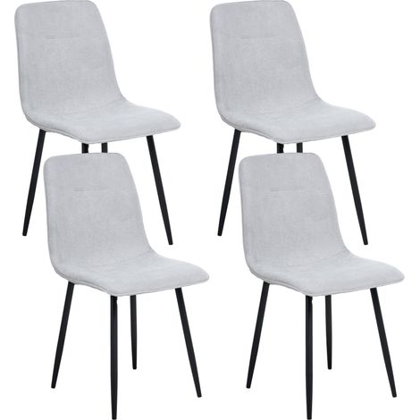 Conjunto de 4 sillas de comedor tapicería de poliéster patas de hierro negro sin reposabrazos comedor gris Tuscola