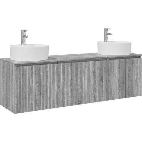 Bathroom Cabinet Set 3 pcs Grey Sonoma 49.5 x 44.5 x 65 cm vidaXL (1/5)