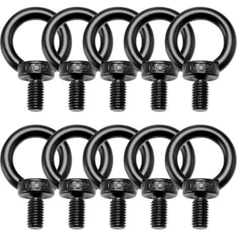 Vis à œil M8 en acier inoxydable 304 noir – Lot de 10 pour suspension d’ornements et de pots de fleurs (1/4)