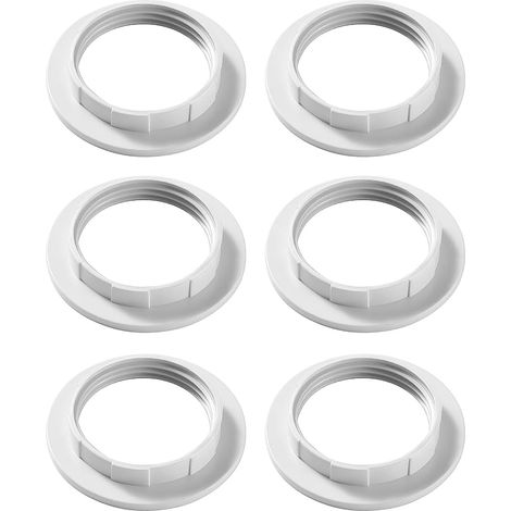 6 Pack E27 Lamp Shade Clamps, Adapters and Conversion Washers for Bedside Lamps, Table/Desk Lamps, Floor Lamps, White (1/5)