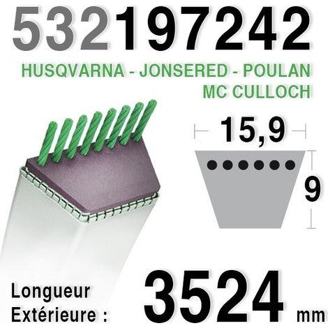 Courroie spécifique HUSQVARNA - JONSERED - MC CULLOCH - POULAN - 197242 - 532197242