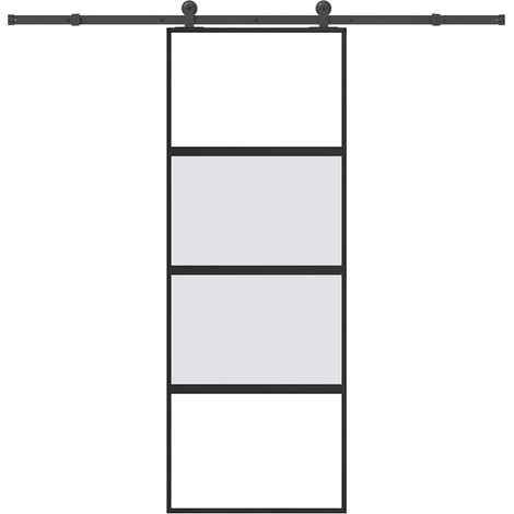 Schiebetür mit Beschlag 76x205 cm Hartglas & Aluminium