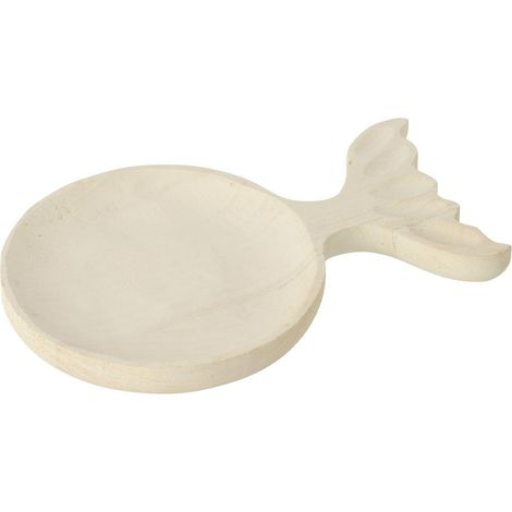 Plateau Déco Poisson en Bois "Dona" 29cm Blanc (1/2)