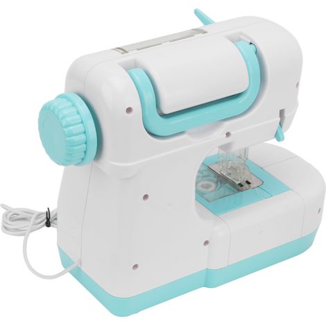 Tragbare blaue Spielzeugnähmaschine, Mini-Doppelstich-Simulationsnähmaschine mit Spulenfaden für Kinder ab 3 Jahren (1/5)