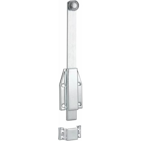 Thirard – Verrou à plaquer 250mm – Gâche plate – Pêne coulissant en acier zingué blanc – Pour portes de garage et abris de jardin