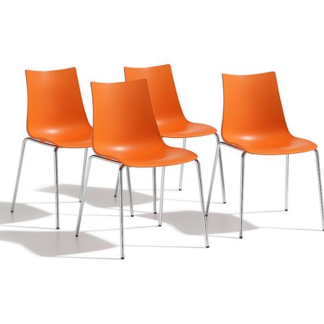 Chaise design, Lot de 4 chaises de salon Zebra Scab Design Orange en Plastique, Scab design (1/4)