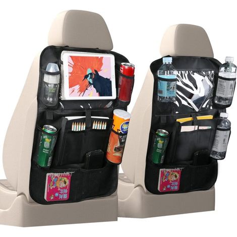 2pcs protecteur de dossier de voiture organisateur multi-poches, coup de pied en tissu Oxford pour grand organisateur de siège arrière de voiture. (1/4)