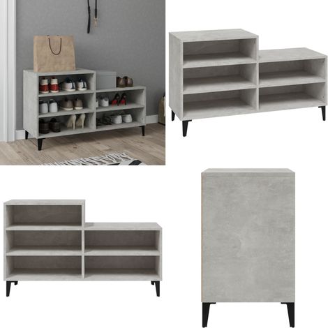 Scarpiera Grigio Cemento 102x36x60 cm in Legno Multistrato - Scarpiera grigio cemento - Scarpiera da interno