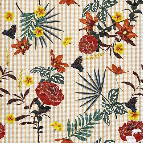 Decoración de exterior Oxford - Motiv Blumen auf orangen Streifen (1/5)