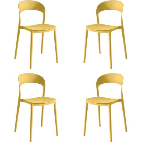 Set 4 Sedie Impilabili in polipropilene da cucina 40x39x78 cm Colore Senape LUNA Colore Senape