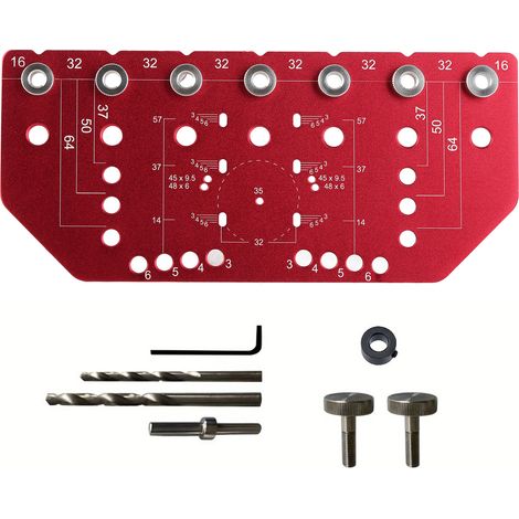 [JAMAIS UTILISÉ]Gabarit de perçage 2 en 1 pour charnières et axes d'étagère, outil de quincaillerie pour meubles tout métal, avec forets de 5 mm (1/4 po) (1/5)
