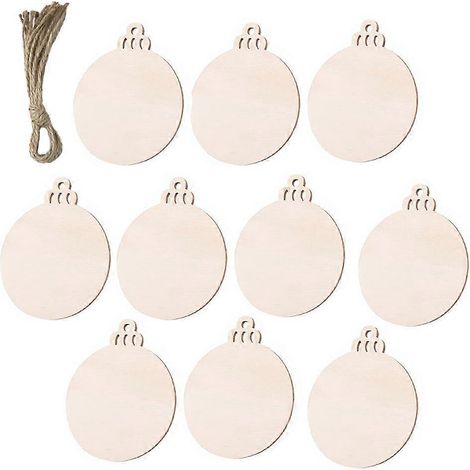 30 pendentifs ronds en copeaux de bois à dessiner pour Noël - Décorations à suspendre créatives à faire soi-même-9x7.3cm (1/2)