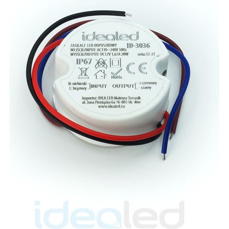 Alimentatore LED da incasso 12V DC 20W IP67 IdeaLED ID-3036 (1/4)