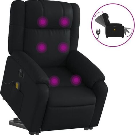 Chaise de massage électrique ergonomique en similicuir noir – Fonction chauffage, rouleaux cervicaux et lombaires, 3 modes de massage, réglage intensité – Pour détente à domicile (1/5)