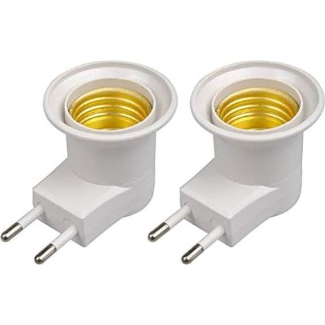 Lampe LED E27 Homme Prise de Type EU Plug Adapter Converter pour Support d'ampoule avec Le Bouton on/Off (blanc2) (1/5)