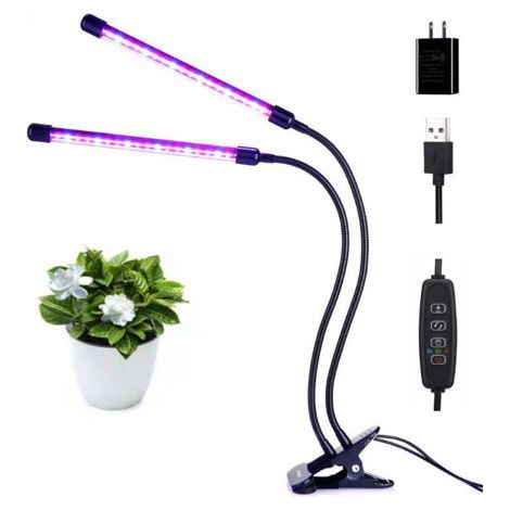Led croissance des plantes lumière de remplissage à deux tubes port USB petit clip de bureau lumière jardinage lumière verte (1/4)