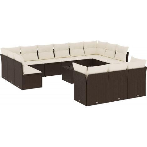 Maison Exclusive - 14-tlg. Garten-Sofagarnitur mit Kissen Braun P