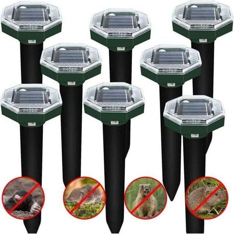 HOXILEELEORépulsif ultrasuoni anti serpenti dei ratti, talpe roditori solar 8 pz modello ottagonale verde (1/5)