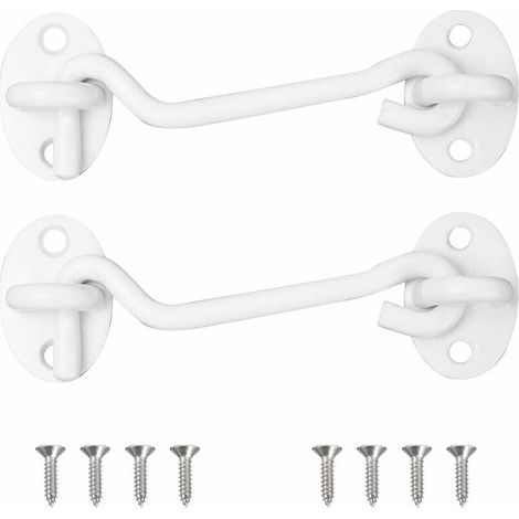 Lotto di 2 uncinetti tempètes (100 mm, bianco), sottili e inossidabili avec œillet, pour porte, garage, fenêtre, cabin, porte