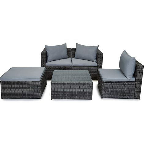 Evre Outdoor Rattan Garden Furniture Set Malaga Conservatory Patio Sofa coffee table Grey with cover (1/5)